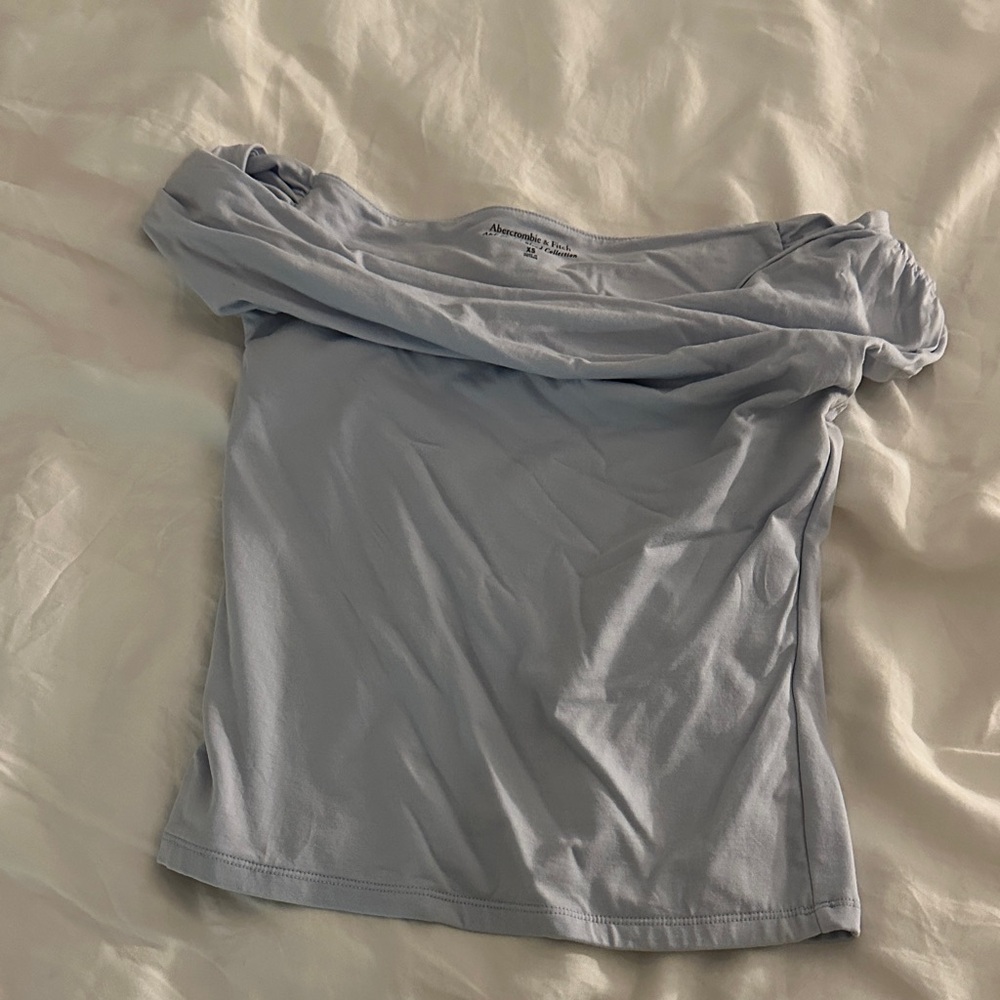 Abercrombie & Fitch Soft Blue Off-Shoulder Blouse
